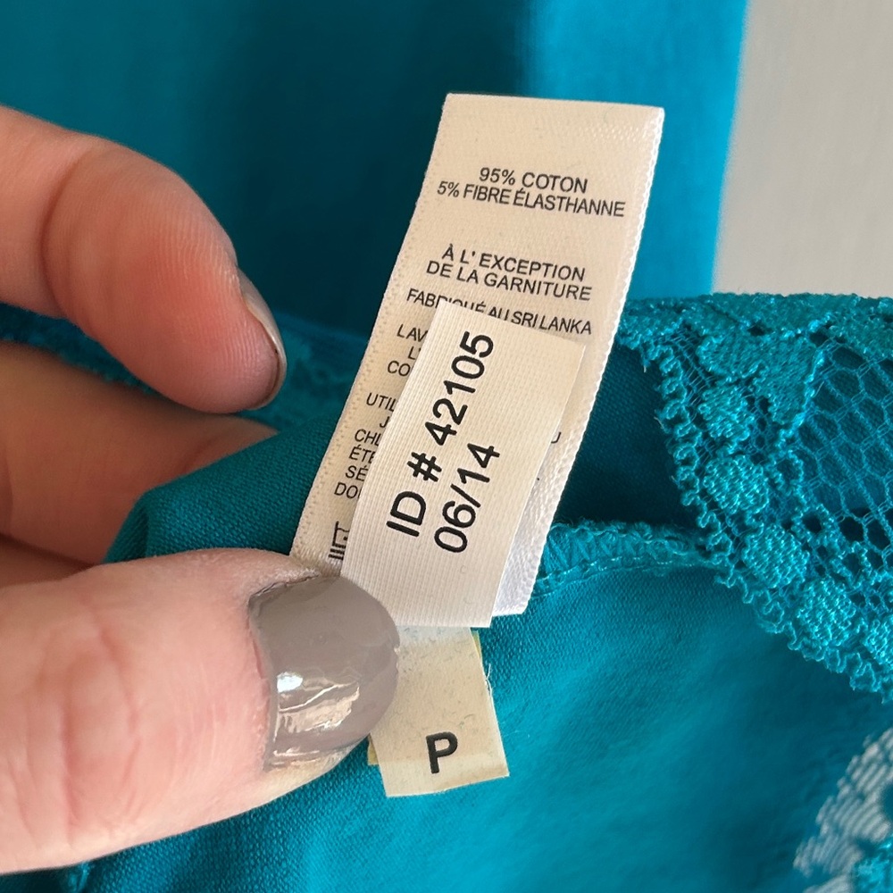 Y2K EXPRESS Lace Trim Cami Tank Top Stretch Teal Camisole Coquette Indie Size M - Picture 10 of 10